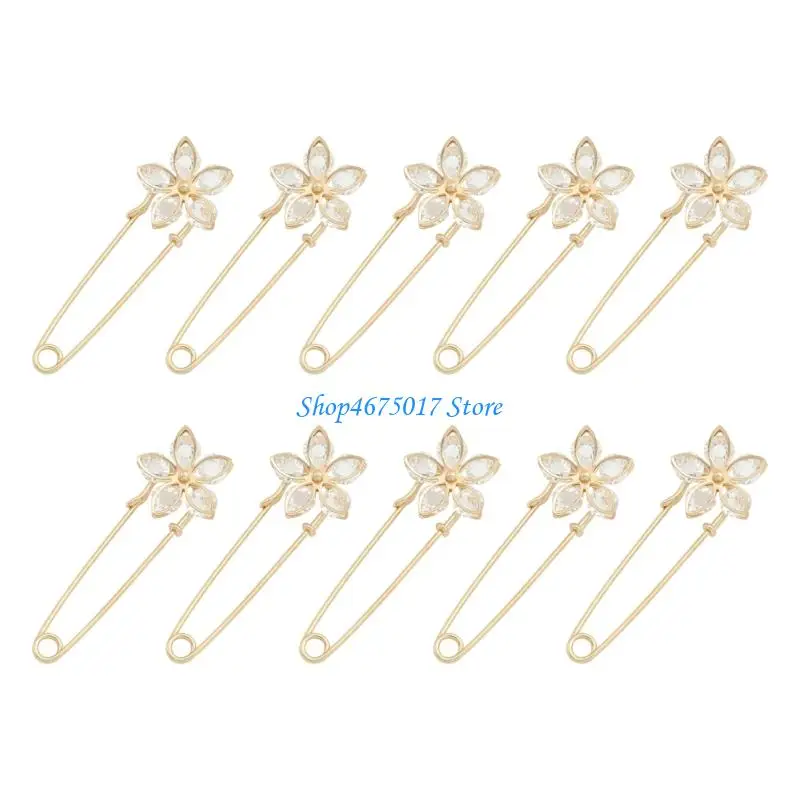 H4GA 10PCS 조정 가능한 청바지 허리 조향성 꽃 모양 의류 안전 핀 가디건 칼라 칼라 안전 핀 청바지 셔츠 드레스