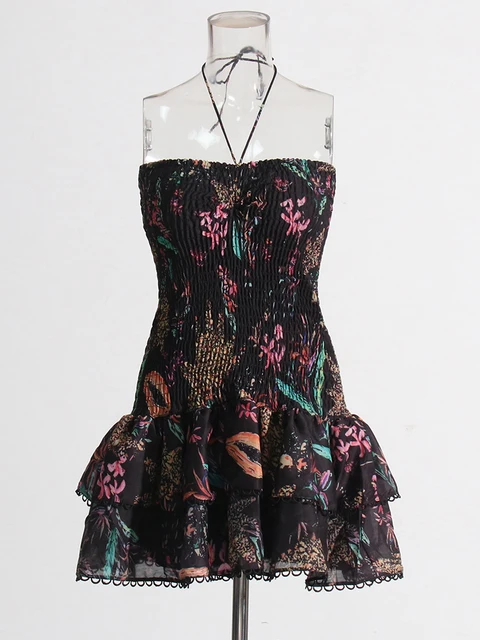 Duplicity Cut-Out Waist Layered Hem Mini Dress Steel Blue main image 1