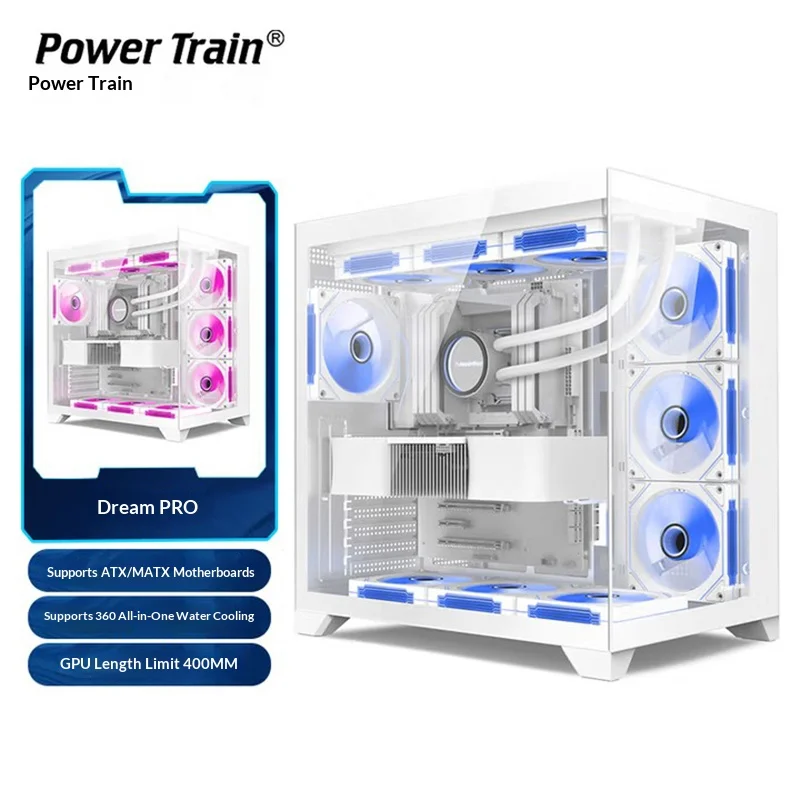 파워 트레인 드림 프로 파노라마 전망 바다 전망룸 케이스 360도 수냉식 ATX MATX ITX 마더보드