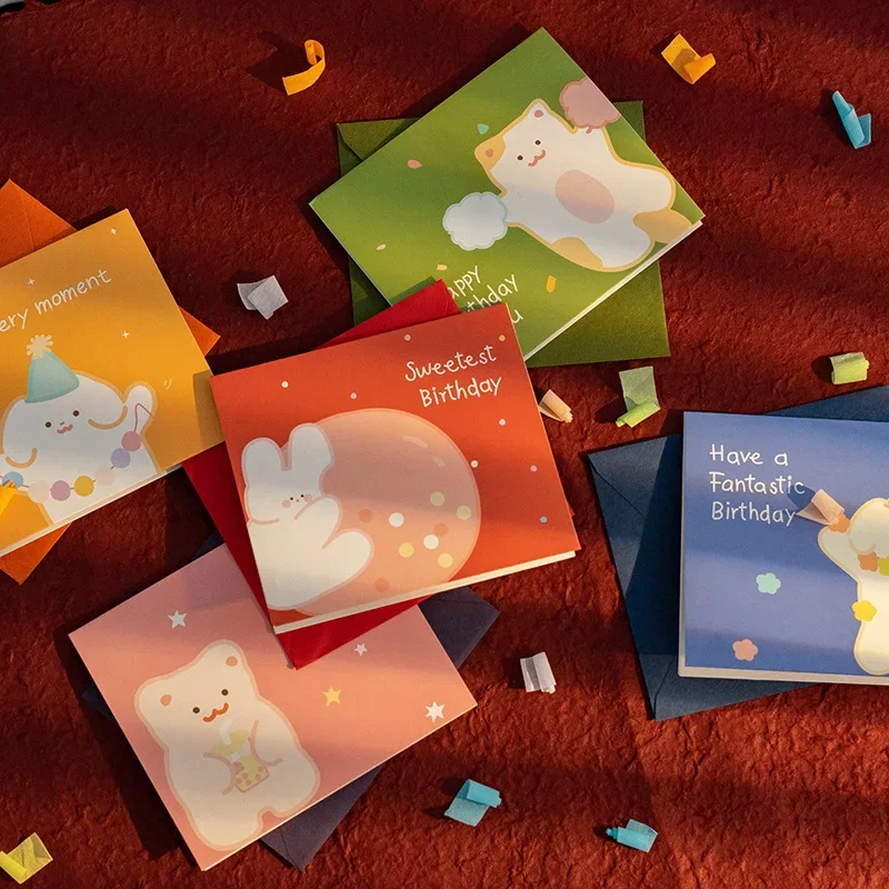 3D Pop up Style Happy Birthday Cake Greeting Card Blessing Gratitude Message Card Children's Premium Small DIY Gift for greeting cards