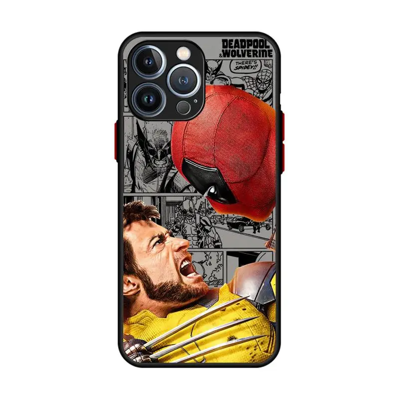 thumbnail image 1 of Funda de teléfono mate transparente de Marvel Deadpool y Lobezno para Apple iPhone 16, 15, 14, 13, 12, 11 pro Max, 13, 12 Mini, XS, XR, X, 7, 8 plus, 1 of 5