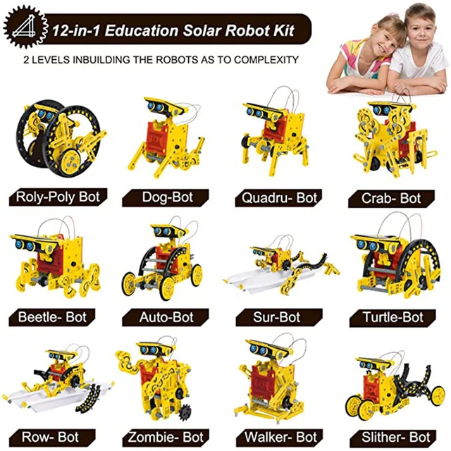 12 en 1 Kit de robot solar STEM: set educativo de experimentos de ciencias,  ¡el regalo ideal para niños y niñas, obsequio de Navidad y Halloween, pres