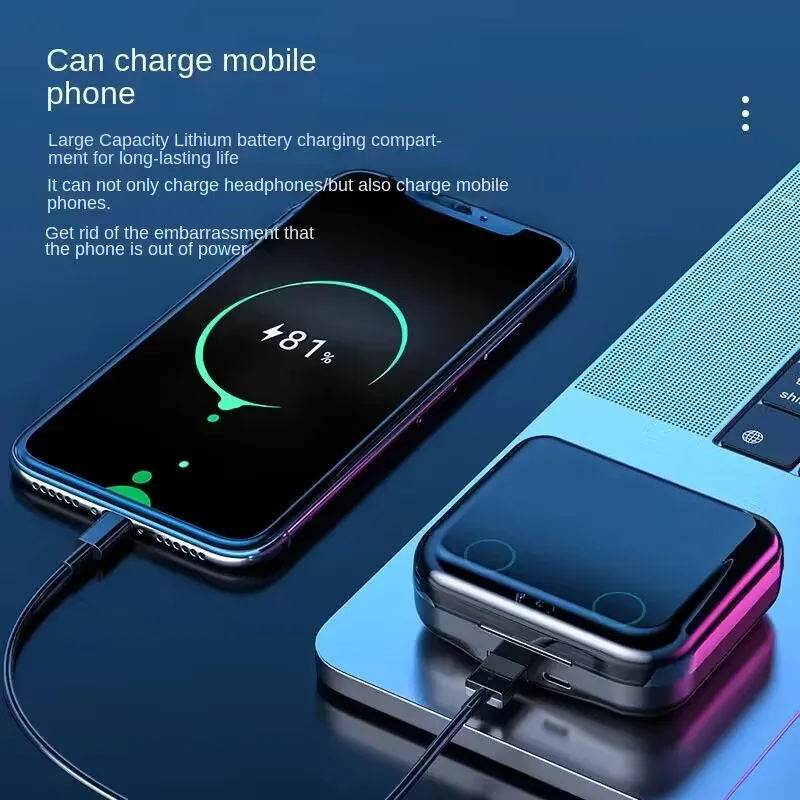 M21 TWS 무선 헤드폰 커플 소음 차단 Bluetooth 이어폰 9D 스테레오 스포츠 방수 4 이어 버드 헤드셋 (마이크 포함)
