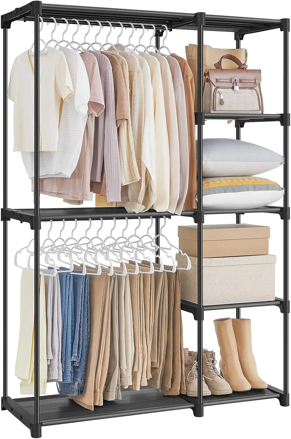 

Portable Closet, Freestanding Closet Organizer, Clothes Rack with Shelves, Hanging Rods, Storage Organizer