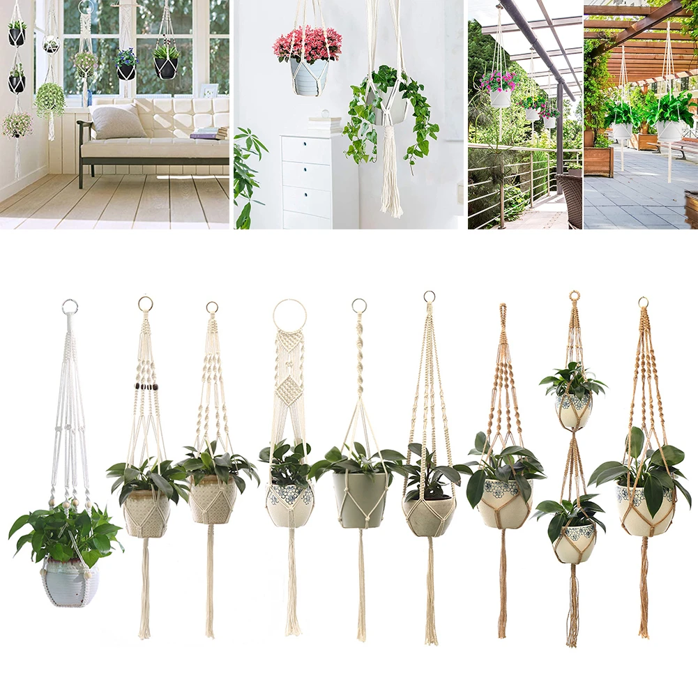 屋内と屋外の植物ハンガー プランター ロープ 植木鉢 ハンギングプラント ロープ パティオ 吊るしバスケット Aliexpress