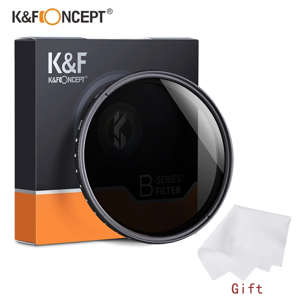 K&F CONCEPT ND2-ND400 Fader Variable ND Filter 37-82mm Adjustable Neutral Density DSLR Camera Lens Filter with Cleaning Cloth