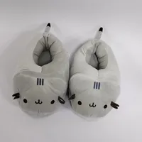 Cartoon Full Covered Cat Slippers Warm Winter Slides Soft Plush Doll Indoor Cute Anime Bedroom Shoes For Man Woman Home Use