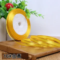 Gold Edged Single Face Satin Ribbon - 22m Roll, 6mm Width for Elegant Wedding and Gift Decoration (Gold)