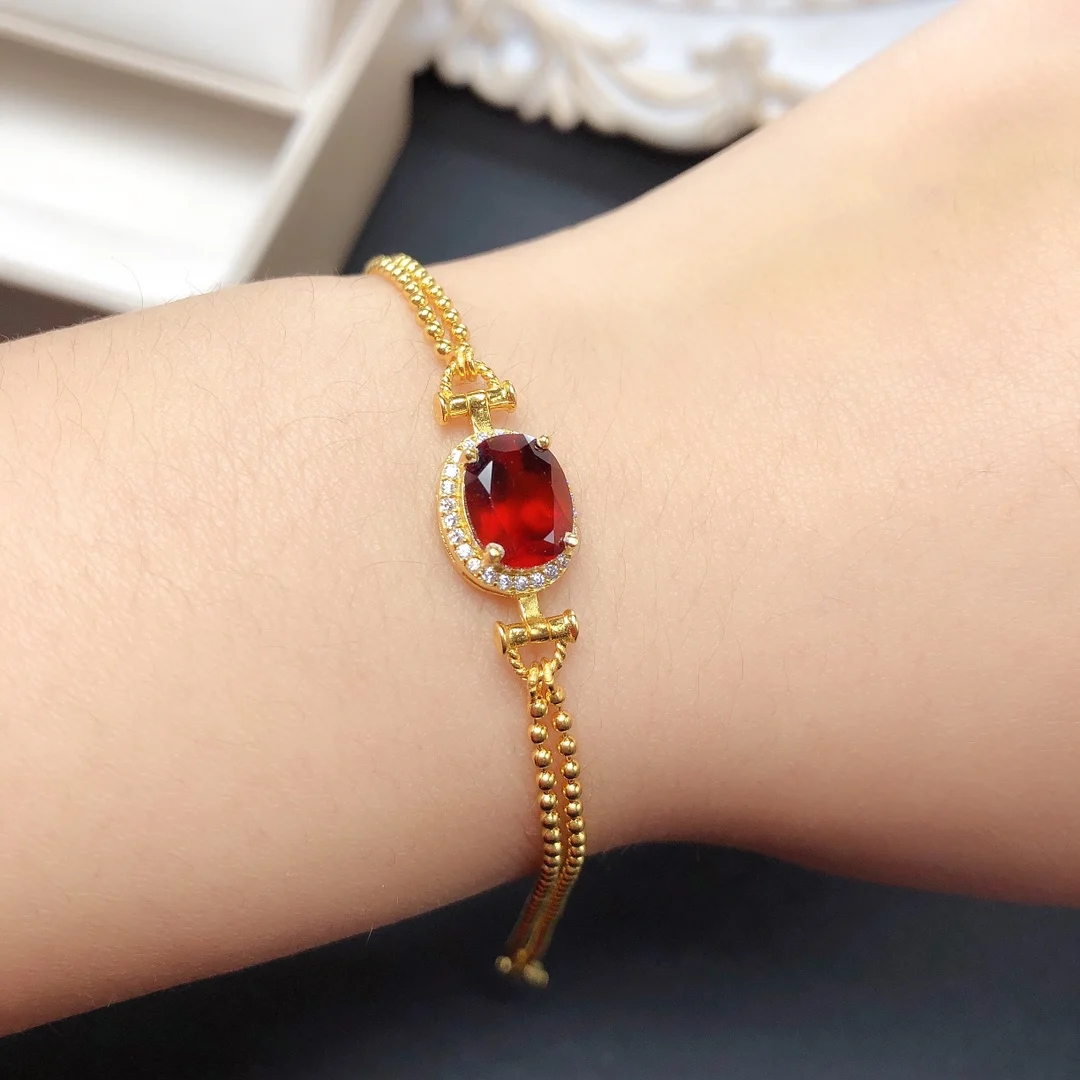 

Jewelry Luxury 925 Silver Luxury Bracelet Women's new women's pomegranate red bracelet Free shipping Christmas Gems