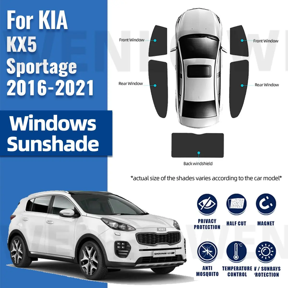 

For Kia Sportage QL KX5 2016-2021 Magnetic Car Sunshade Shield Front Windshield Curtain Window Uv Protection Sun Shade Visor