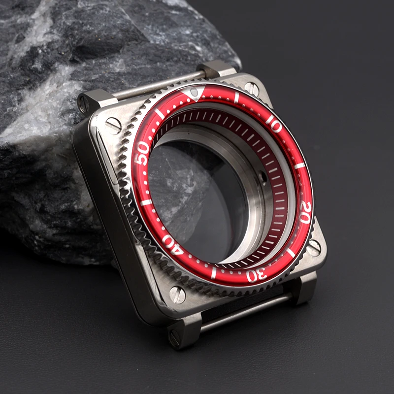 NewSquareDivingMensWatchCaseStainlessSteelSapphireGlassFit