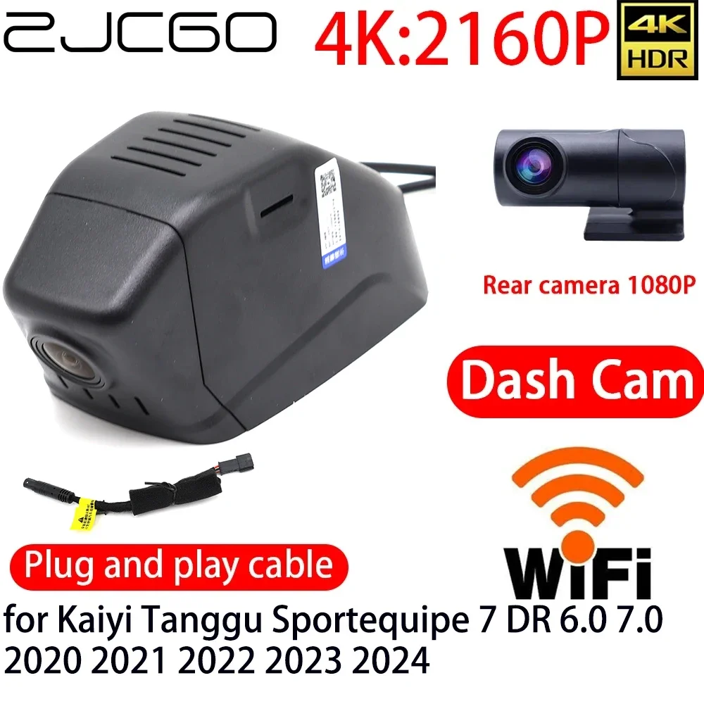 

ZJCGO 4K DVR Dash Cam Wifi Front Rear Camera 24h Monitor for Kaiyi Tanggu Sportequipe 7 DR 6.0 7.0 2020 2021 2022 2023 2024