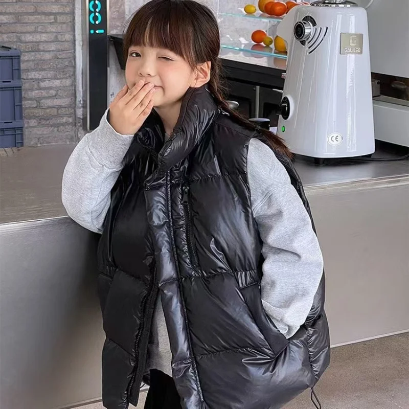아동용 면 조끼 2025 가을 겨울 신상품 중대형 아동용 겉옷 따뜻한 조끼 90-160CM