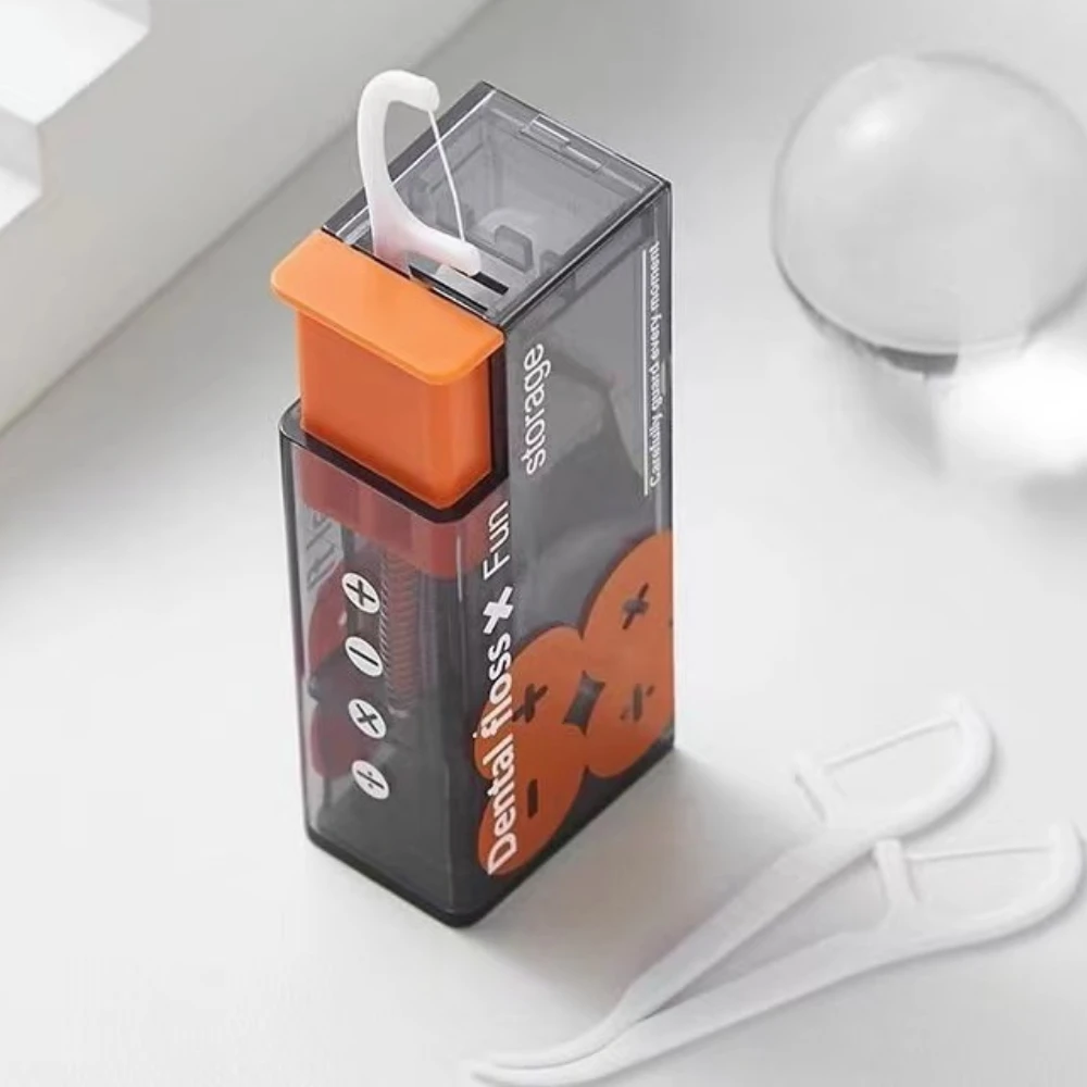 Portable Floss Dispenser Includes 10Pcs Floss Automatic Ejectable Organiser Oral Care Press-on Disposable Flossing Sticks dental floss stick dental floss sticks dental floss dispenser dental floss