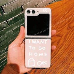 I WANT TO GO HOME Pattern Clear Hard Phone Case for Samsung ZFlip 8 (Style 1)