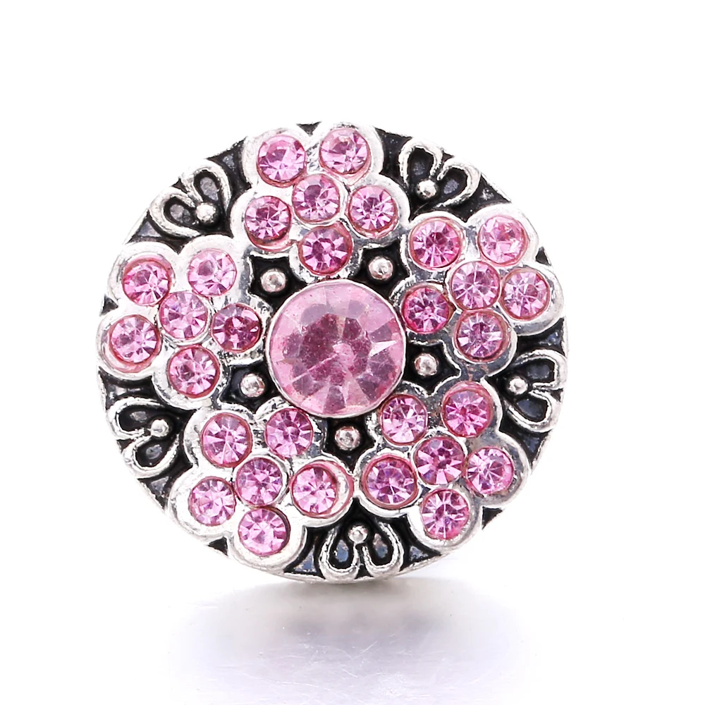 20pcs Metal Crystal Colorful Flower 18mm Snap Button Fit Snaps Necklace Bracelet Jewelry