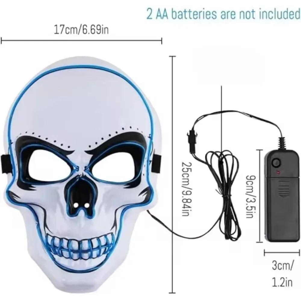 Neon Led Skull Mask Halloween Adult Purification Mask LED Glowing Skull Terror Cold Light Role Playing Masquerade Ball halloween mask masquerade mask horror mask party masks