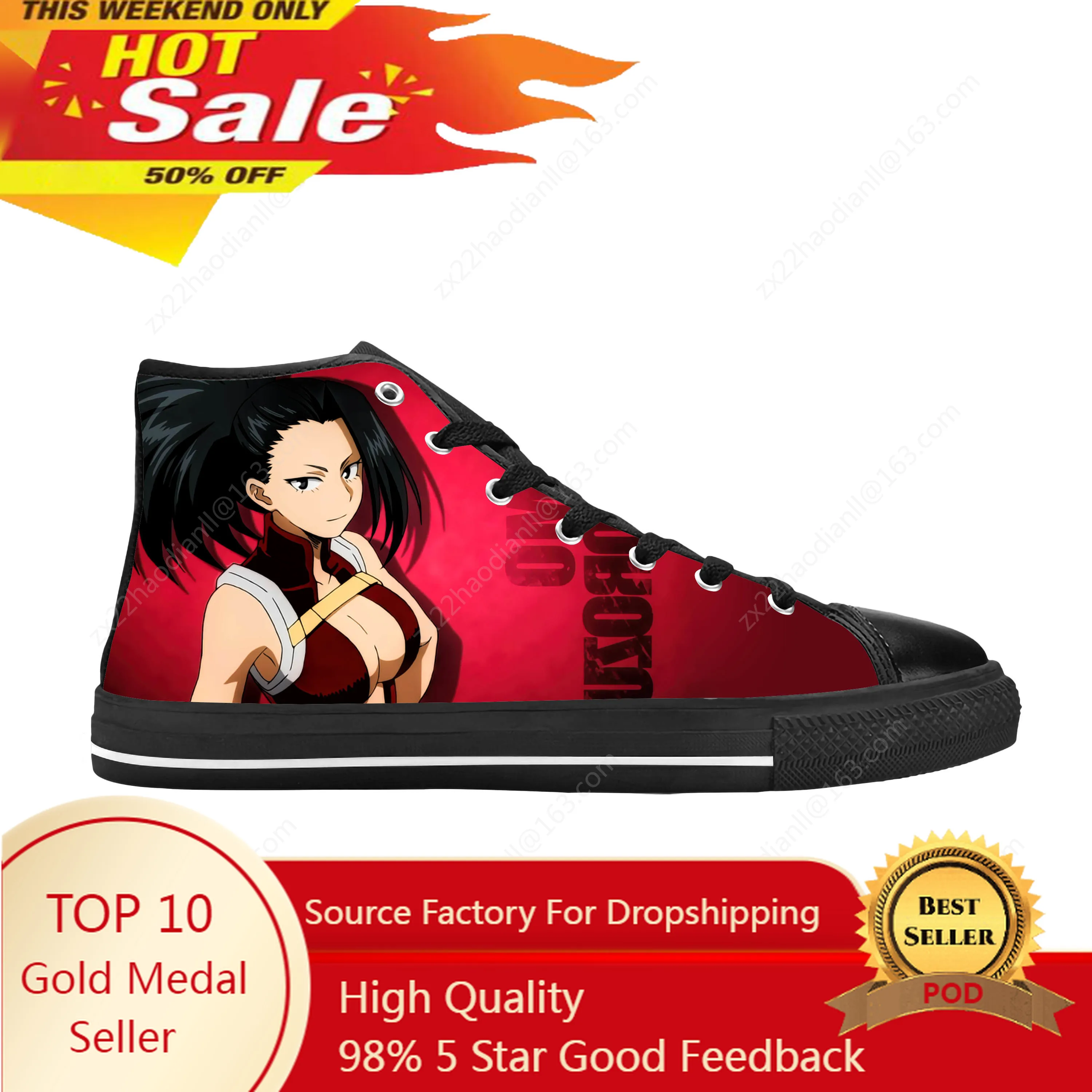 

Anime Manga Comic My Hero Academia Yaoyorozu Momo Casual Cloth Shoes High Top Comfortable Breathable 3D Print Men Women Sneakers