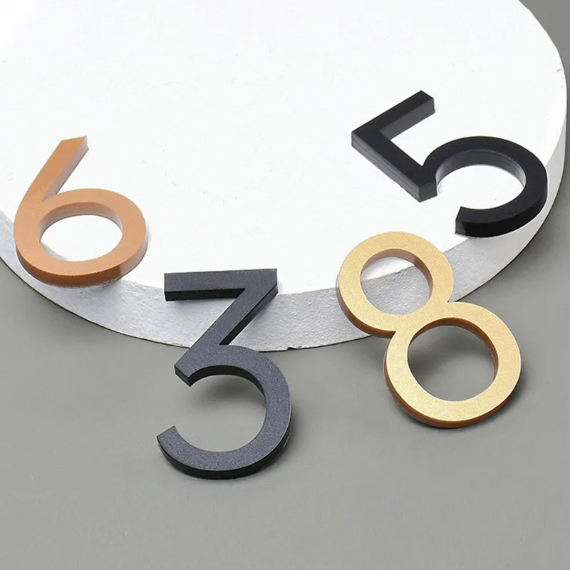 Door Plaque 3D Numeral Self Adhesive Modern Door Number For Exterior House Apartment Mailbox Address Digits Sticker Sign