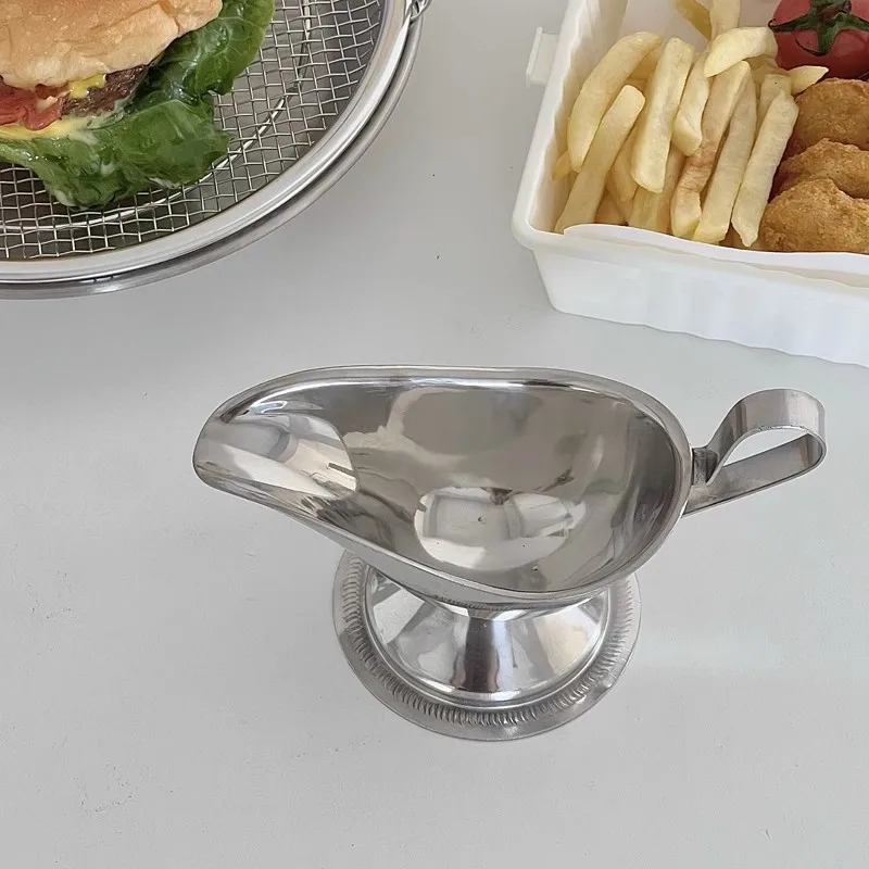 Seasoning Jar 304 Sauce Dripless Lip Salt Spice Gravy Boat Kitchen Restaurant steak Sauce Lip Stainless Steel Boat Storage Box