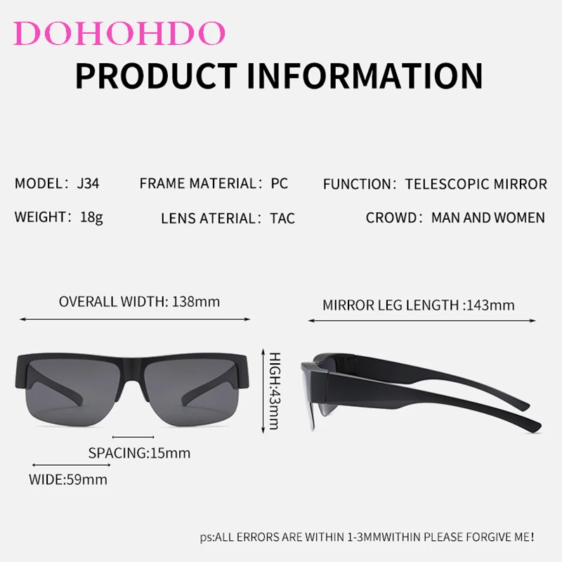 Vintage Half-Frame Polarized Sunglasses with Photochromic Black Lenses