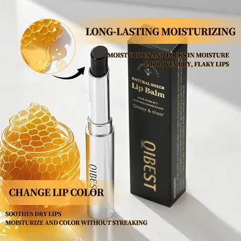 QIBEST Natural Sheer Lip Balm Moisturizing Honey Lipstick Tinted Lip Plumping Balm Smooth Enhancing Natural Color Lip Care 3