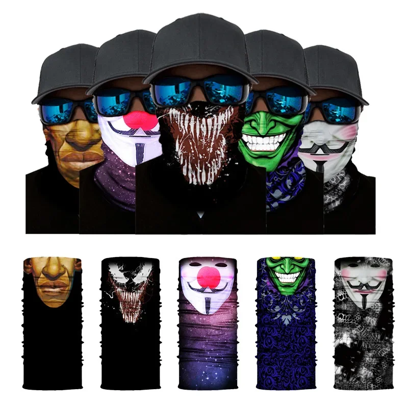 

New 2023 Skull half face series Amazon autumn and winter mask children's protective magic head scarf warm sports riding elastic