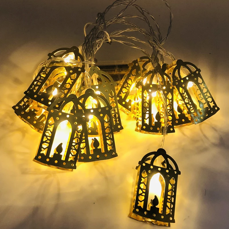 Ramadan Eid Mubarak EID LED Plastique Argent Blanc Chaud Décorations Lumineuses Décoration Décorative Guirlandes Lumineuses éclairage