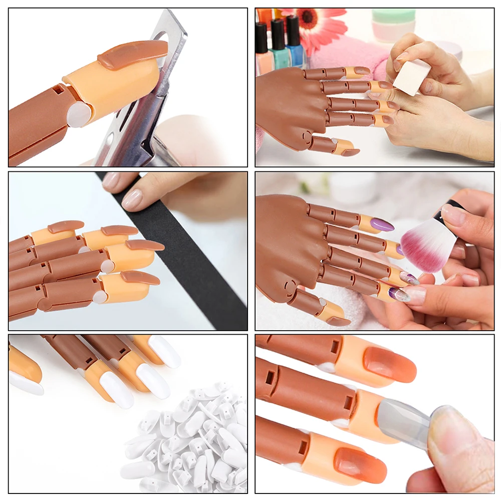 Nail Trainning Practice Hand With 100 Pcs Nails Flexible Movable False Fake  Hands For Acrylic Nail Manicure Diy Print Practice - Manicure Tools -  AliExpress