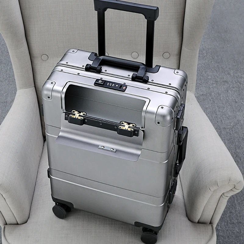 Aluminum Travel Suitcase Spinner brand Hard Trolly Case Aluminium Rolling Luggage 20"24"26"28" Inch Trolley box