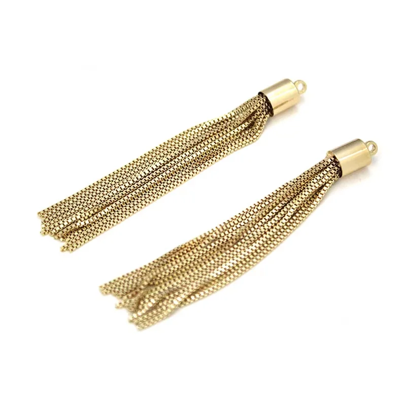2 Stücke 24 Karat Gold Messing Metallkette Lange Quaste Charms Anhänger Schmuck Ohrring Halskette Herstellung Zubehör DIY Erkenntnisse Zubehör – Detail 4