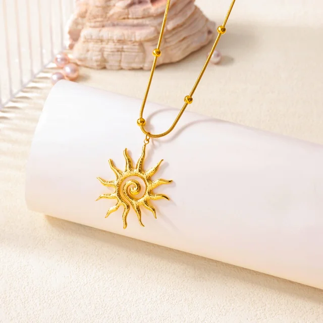 Collier géométrique en acier inoxydable pour femmes, pendentif tournesol, chaîne de clavicule, accessoires de bijoux esthétiques