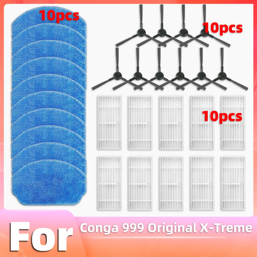 For Conga 999 Original X-Treme Robot Vacuum Replacement Parts Side Brush Mop Pad Filter Spare Accessories