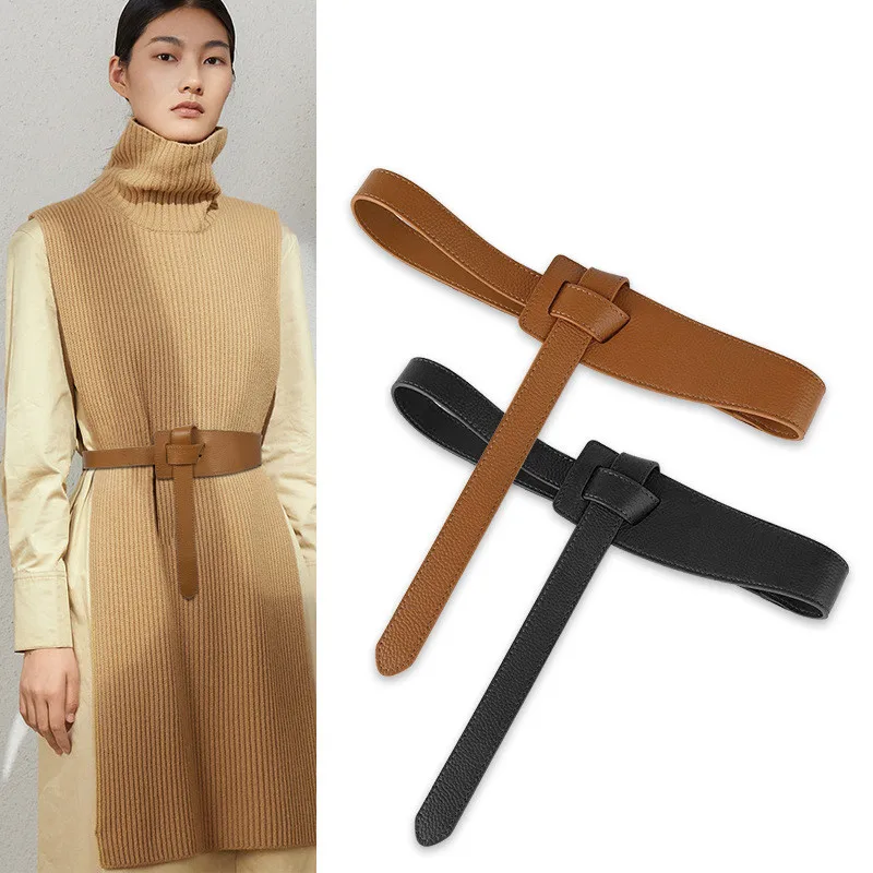 

New All-Match Leather Belt Korean Style Women's Versatile Casual Solid Color Waistband Clothes Decoration