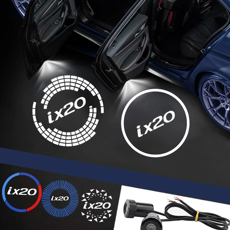 2Pcs Universal Car Door Led Proiettore Luci Personalizzate Per Hyundai Ix20 Logo Welcome Lamp Car Door Welcome Lights Accessori