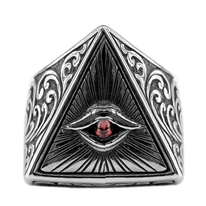 Retro Thai style silver insight into all things Guardian Devil's Eye ring male trendy opening Tibetan silver ring
