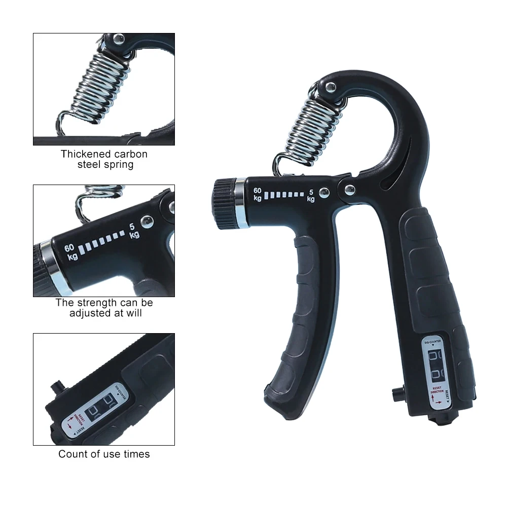 Forearm exerciser 5-60kg adjustable counting professional grip strength exercise finger rehabilitation for muscle building