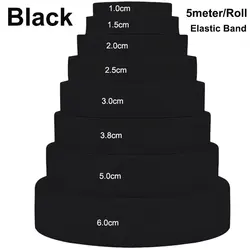 High Elasticity Knit Stretch Band - Heavy - Duty Elastic Cord for Sewing, Various Widths Available (Black)