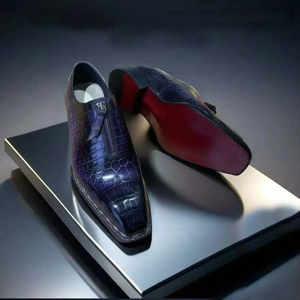 sanyeshechiping new men formal shoes male crocodile shoes blue