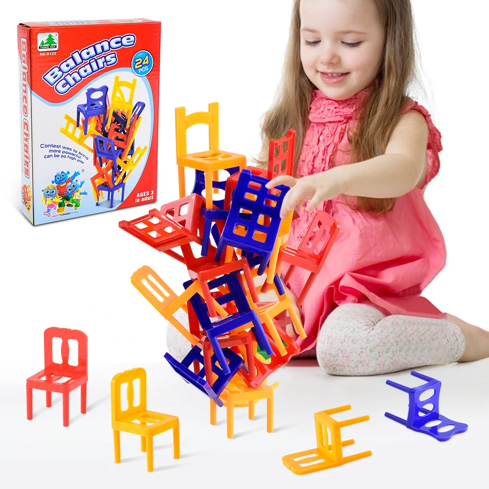 Children's Mini Folding Chair Game Desktop Stacking Chairs Game Balancing Toys Parent Child Puzzle Interaction Fun Toy Gifts 3