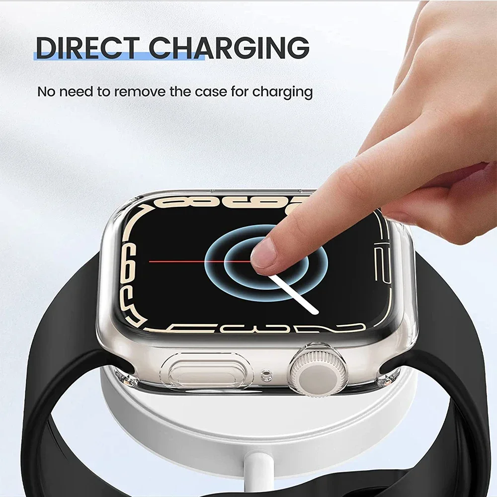 360 Full Soft Clear TPU Screen Protector Case for Apple Watch Series 44MM 46MM 42MM 45MM Transparent Cover for IWatch10/9/8/7/SE apple watch screen protector case apple watch screen protector watch screen protector case watch cover watch protective case watch case watch protective cover apple watch case tpu protective case watch screen protector