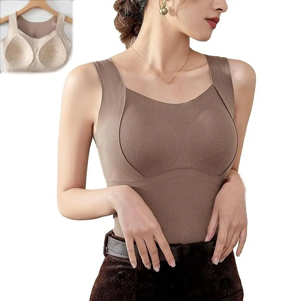 Polyester Sleeveless Seamless Warm Tank Top for Women