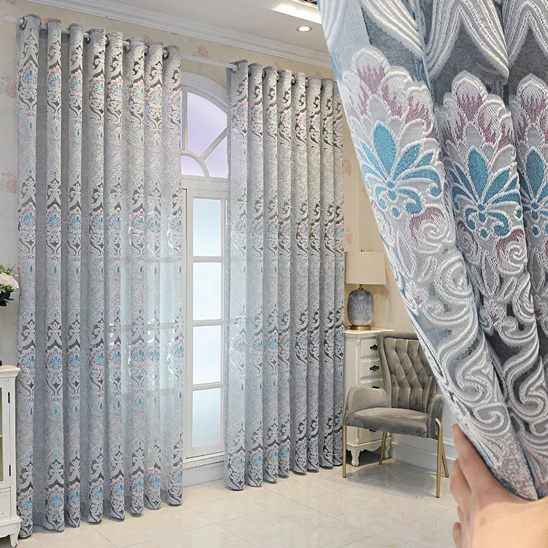 

Window Screen European Style Hollowed Out Transparent Export Products High-end Gauze Curtains for Living Dining Room Bedroom