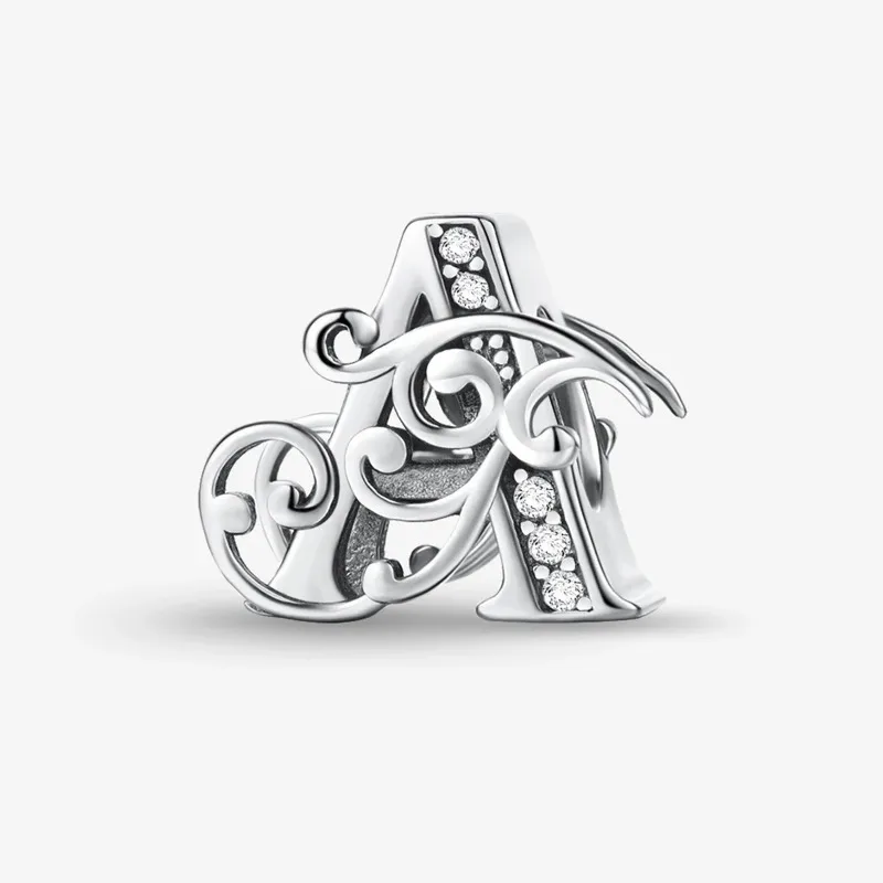 Elegant 925 Sterling Silver English Letter Charm Beads - High-Quality Fine Jewelry Gift