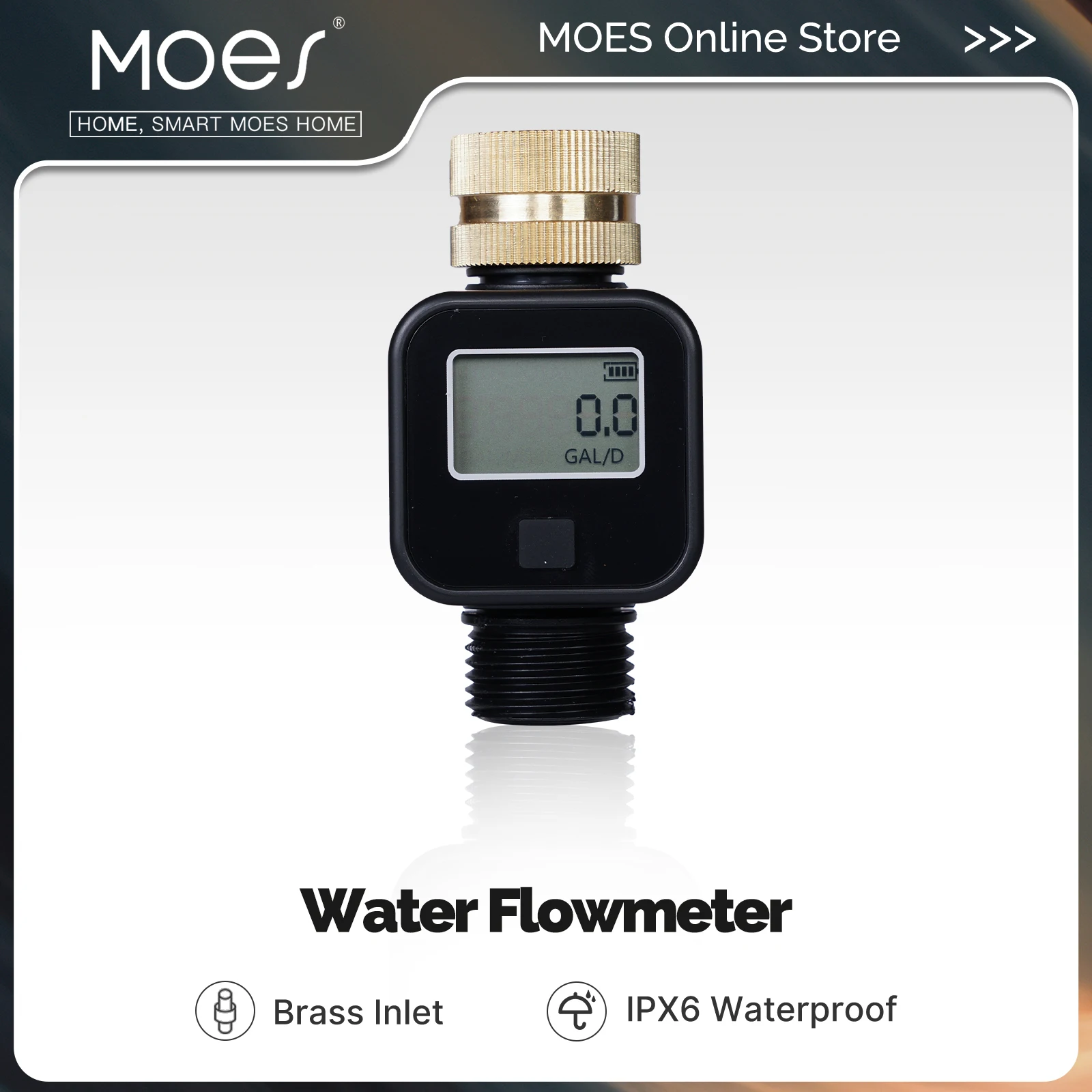 Water Flow Meter MOES Digital Water Flow Meter Brass Inlet Waterproof