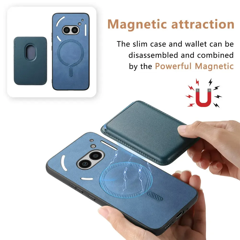 Leather Card Case with Detachable Magnetic Back Panel and Magsafe Compatibility