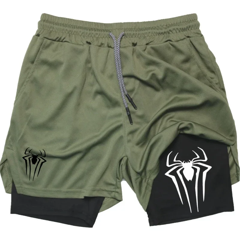 Men's spider print gym casual sports compression shorts run mesh 2-in-1 sports shorts shorts for men  basketball shorts 5