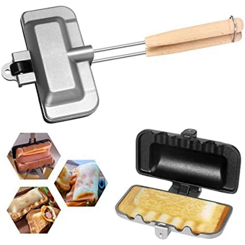 

Portable Hot Sandwich Maker Double-Sided Sandwich Baking Pan Frying Pan, Grilled Cheese Maker Toast Bread Breakfast Machine