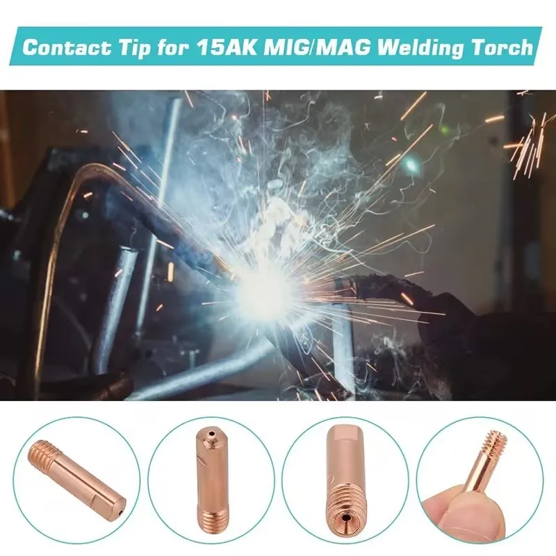 Welding Contact Tip 5/10PCS Tip Gas Nozzle MB-15AK M6*25mm 0.6/0.8/0.9/1.0/1.2mm For MB-15AK 14AK MIG/MAG Part
