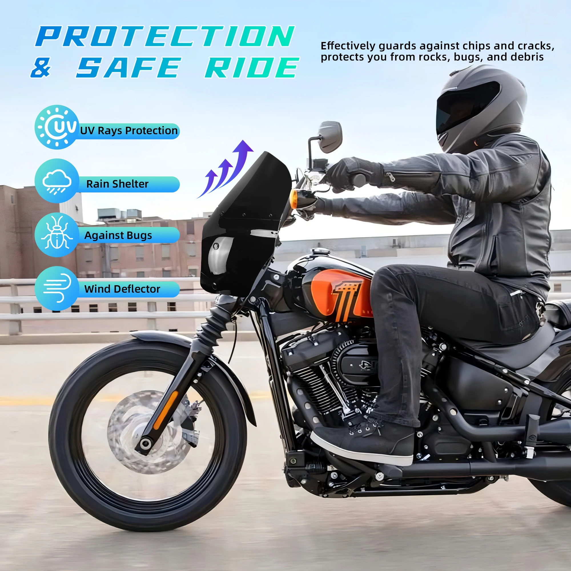 Road Warrior Fairing 11" Windshield Front Fairing For Harley Softail Street Bob FXBB-Standard Softail FXST-motorcycle fairing